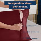 BLISSFORD Satin Pillowcase with Zipper, for Hair and Skin Care, Feels Soft and Cool Like a Silk Pillowcase, Satin Pillow Cases 2 Pack, Slik Pillow Cover, Burgundy, Queen, Set of 2