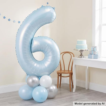 40 Inch Light Blue Number 6 Foil Balloon - Image 3