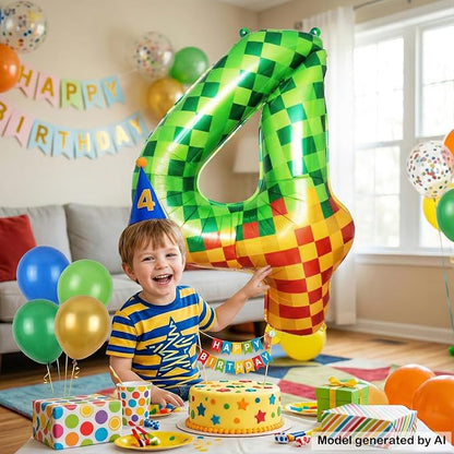 40 Inch Pixelated Number 4 Foil Balloon - Image 4