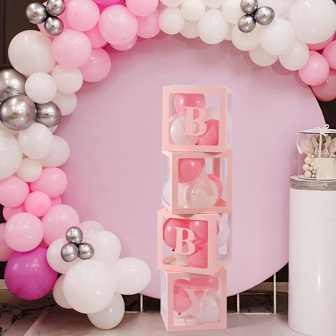 Voircoloria Baby Boxes with Letters, 4 Transparent Balloon Boxes | - Image 5