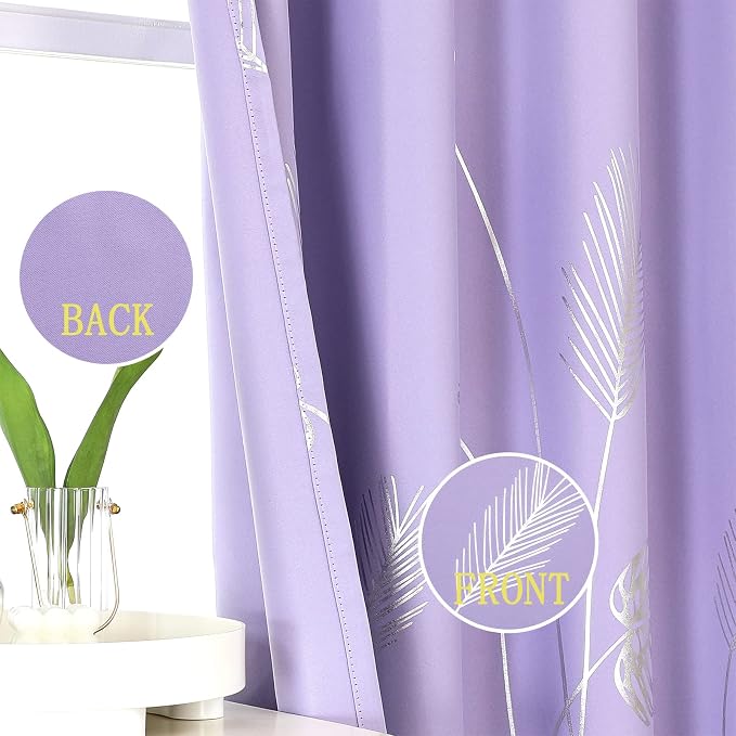 Lilac Blackout Curtains 96 Inches Long, Grommet Curtains - Image 3