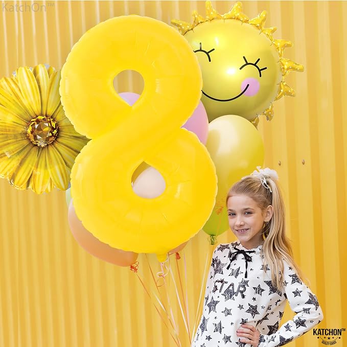 KatchOn Yellow Number 8 Balloon 40 Inch, 8 Balloon | 8th Birthday Decorations - Image 7