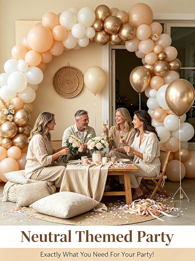 Beige Champagne Gold Balloons 60 Pcs 12 Inch Cream Tan Nude Neutral Latex - Image 8