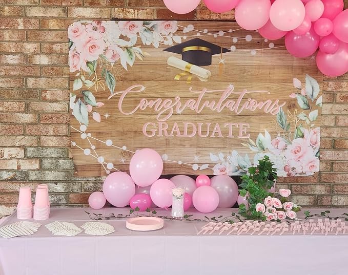 Rustic Wood Graduation Banner Congratulations Graduate Party Decorations - Image 2