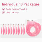 16 Pcs Pink Hair Extensions Curly Wavy Clip in Synthetic Hair Extensions,Colorful Party Highlights Hairpiece Streak for Girls Women Kids Cosplay Party Gift(Pink)