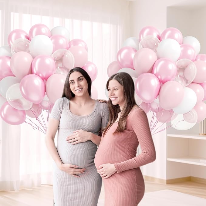 60pcs Pink and White Balloons 12inch - Image 9