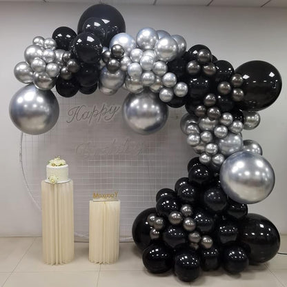 Black and Silver Balloons Garland Arch Kit - Image 6