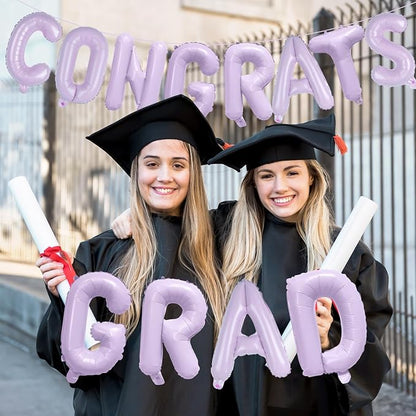 16 Inch Pastel Purple Congrats Grad Banner Balloons, Pastel Purple Congrats - Image 3