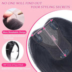 Hair Toppers for Women Real Human Hair Topper Upgrade Swiss Lace Middle Part Clip in Bangs Remy Human Hair Straight Hairpieces for Thinning Realistic Scalp 360° Cover Gray Hairy Roots Caramel Black