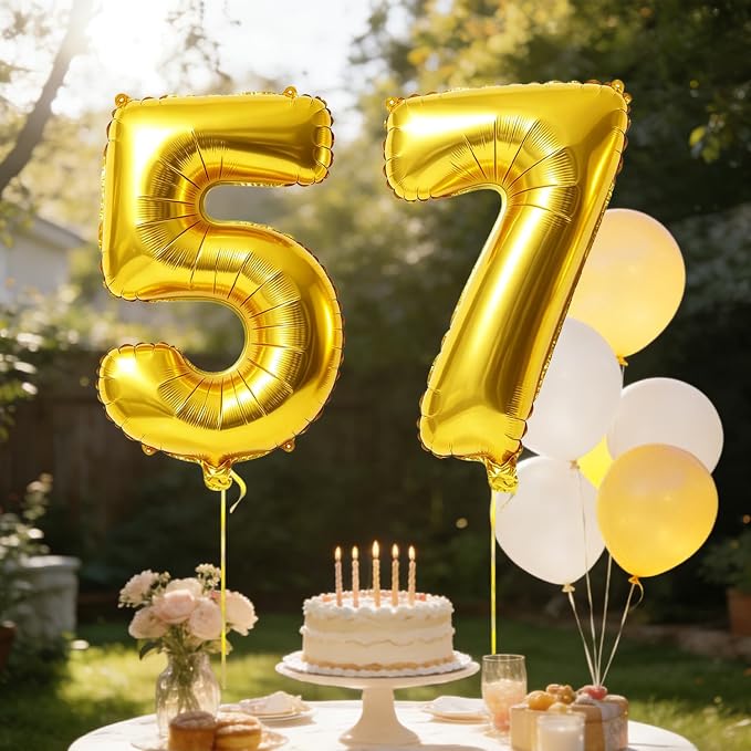 40 Inch Number 57 Balloons for 57th Birthday Party Decorations, 0-100 Gold - Image 3