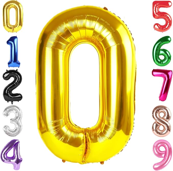 40 Inch Gold Number 0 Balloon Birthday Party Decorations by Hadoife