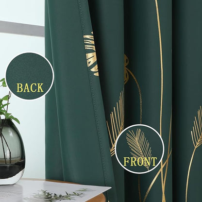 Green Blackout Curtains for Living Room 108 Inch Length 2 Panels Set, Thermal - Image 3
