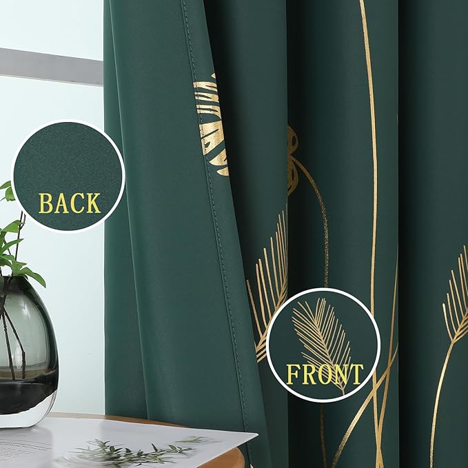 Green Blackout Curtains for Bedroom 84 Inches Long, Thermal Insulated Energy - Image 3