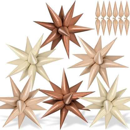72 PCS Brown Cream Caramel Star Balloons, Big 26 Inch Foil Beige Neutral Tan by GCTWFYK
