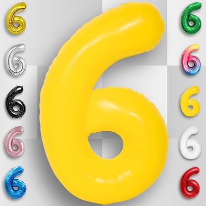 Yellow Number Balloon 6 Mylar Foil Macaron Balloons 40 inch - Image 5