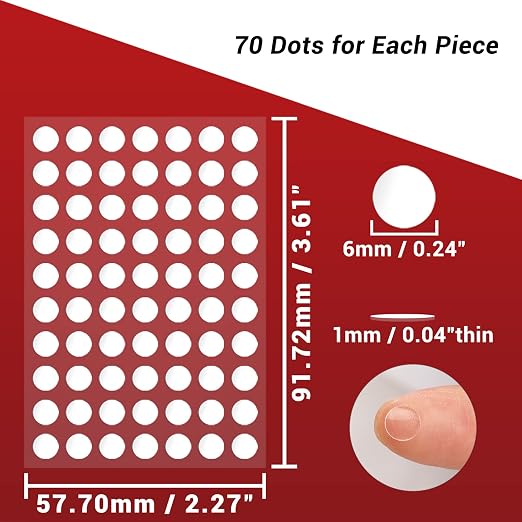 Sticky Dots, 210 6mm/0.24" Adhesive Tack, Double Sided Removable Clear Mounting - Image 2