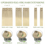 DOORES Hair Extensions Clip in Human Hair, 10pcs 160g 18 Inch Balayage Ash Blonde to Golden Blonde and Platinum Blonde Clip in Hair Extensions Straight Natural