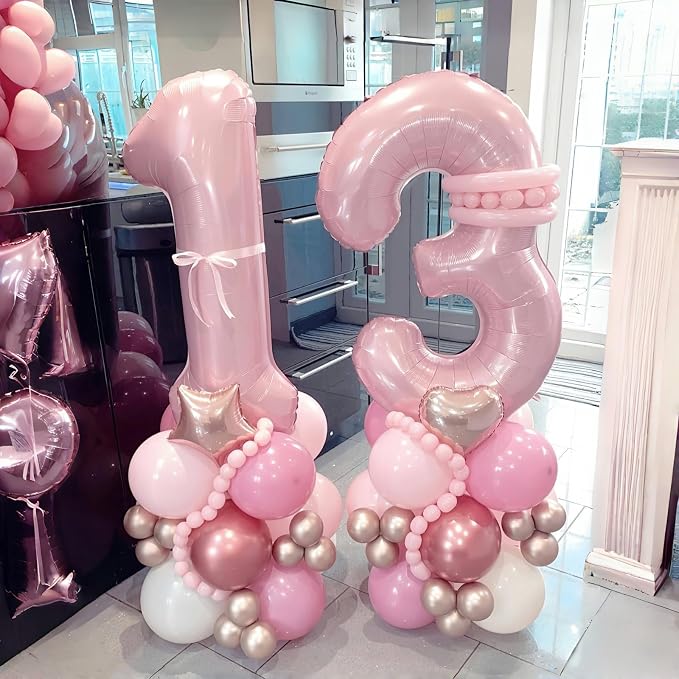 Pastel Pink Number 3 Balloon, 40 Inch Giant Pearl Light Pink Helium Foil Number - Image 4