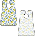 Adjustable Non-Stick Beard Apron, Hair Catcher Cape for Shaving Grooming, Waterproof with Suction Cups Men, Watercolor Blue White Flowers Lemon Tree Leaf Floral Shave Bib