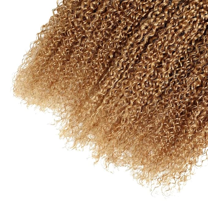 1B27 Bundles Human Hair Ombre Blonde Kinky Curly Bundle Virgin Remy Hair 3 Bundles 14 16 18 Inch Niegmeag Double Weft Soft and Silky 2 Tone Black and Honey Blonde Bundle 300g