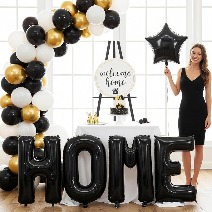 Black HOME Balloons 40 Inch, Large HOME Letter Banner - Image 6