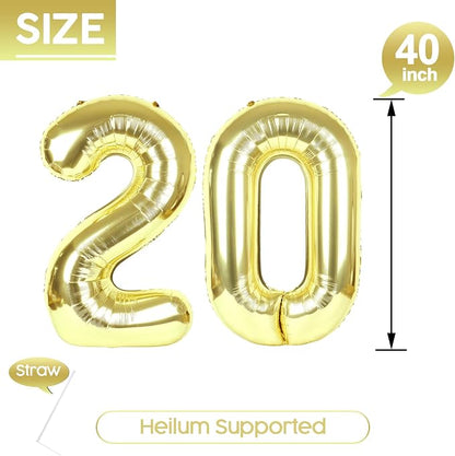 20 Balloon - Champagne Gold Birthday Number Balloons, 40 Inch Decorations | - Image 5