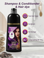 Hair Dye Shampoo 3 in 1, Natural Hair Dye to Cover Gray Hair, 400 ML, Purple