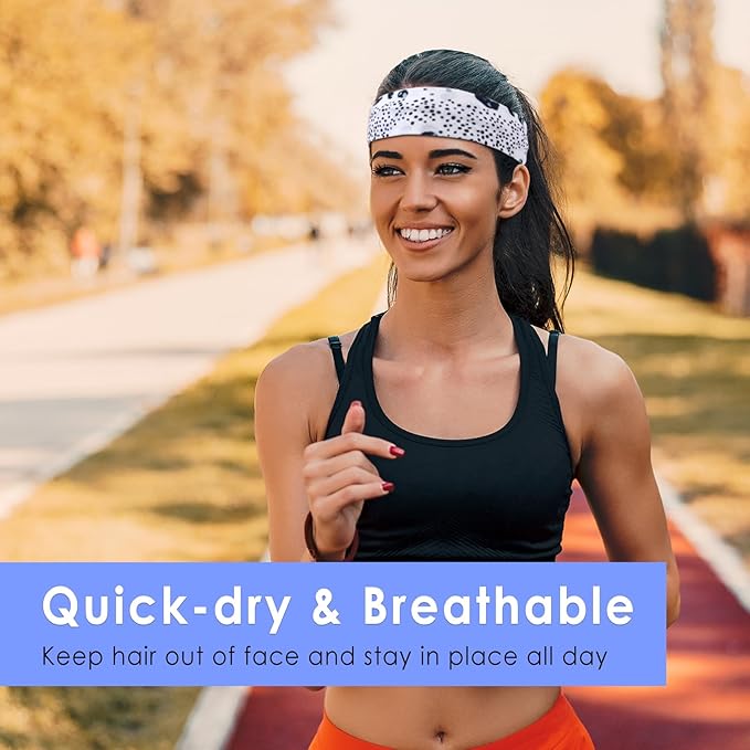Workout Headbands for Women Hair 9 Pcs Non Slip Cotton Like Head Bands for Girls 2.5 inch Wide Soft Elastic Cloth Athletic Sweat Hair Women Bands