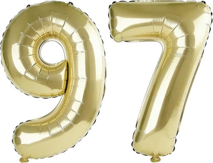 40 Inch Number 97 Balloons for 97th Birthday Party Decorations, 0-100 Champagne by FOBELEC