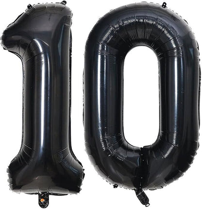 40 Inch Black 10 Number Balloons Giant 10 Balloons Black Birthday Balloons 10th by LHOAVWE