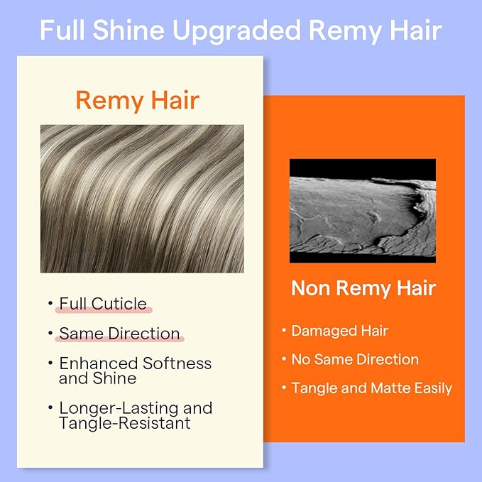 Full Shine 18 Inch Real Hair Extensions Clip in Human Hair Ombre Ash Brown to Blonde Straight Hair Extension Clip ins 7 Pcs 120 G