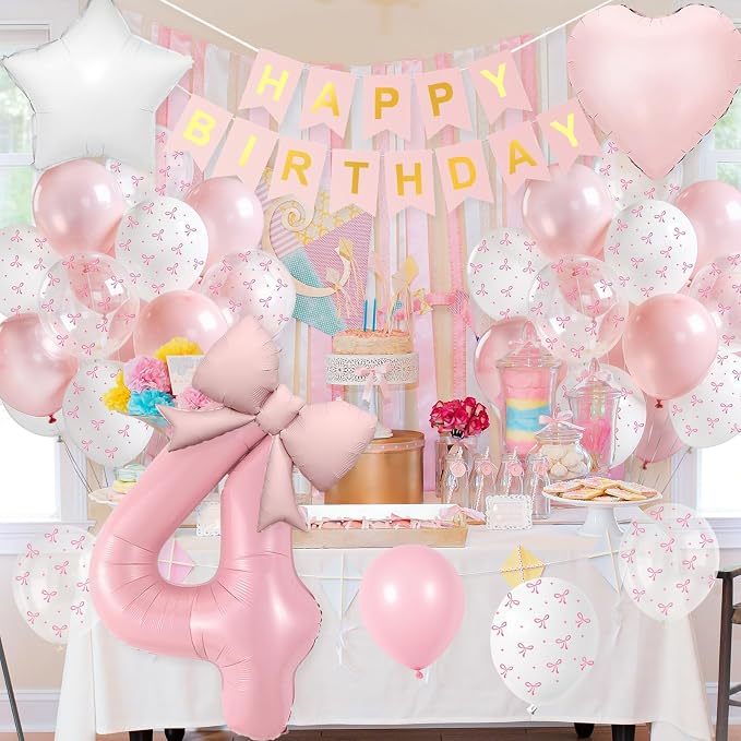 4th Pink Bow Birthday Decorations - Image 9