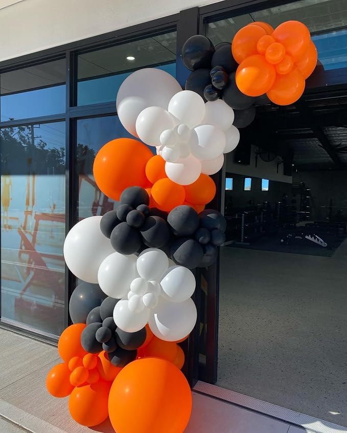 Black White Orange Balloon Arch Kit, 18 12 10 5 Inch Different Size Balloons - Image 5