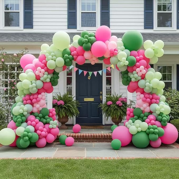 Pink and Green Balloons Garland Arch Kit 183Pcs - Image 7