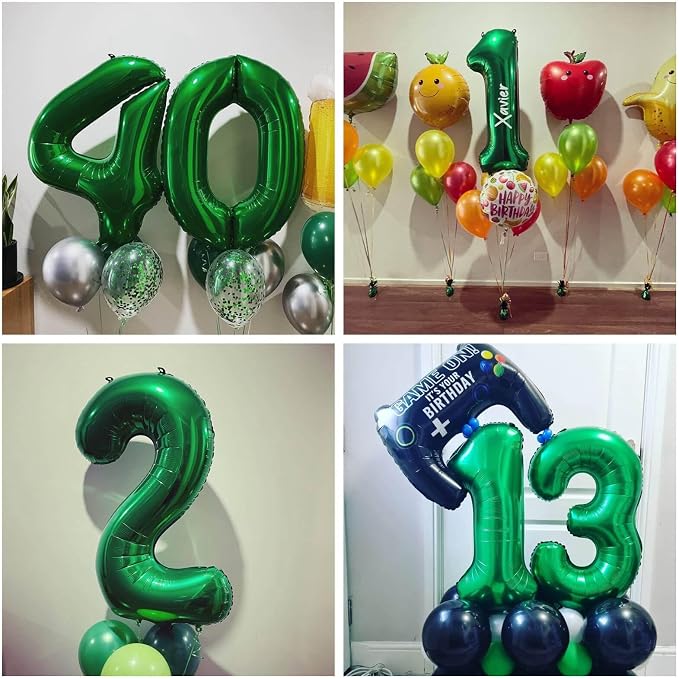 Number 60 Dark Green Balloons 40 Inch Giant Green 60 Numer Foil Helium Balloons - Image 5