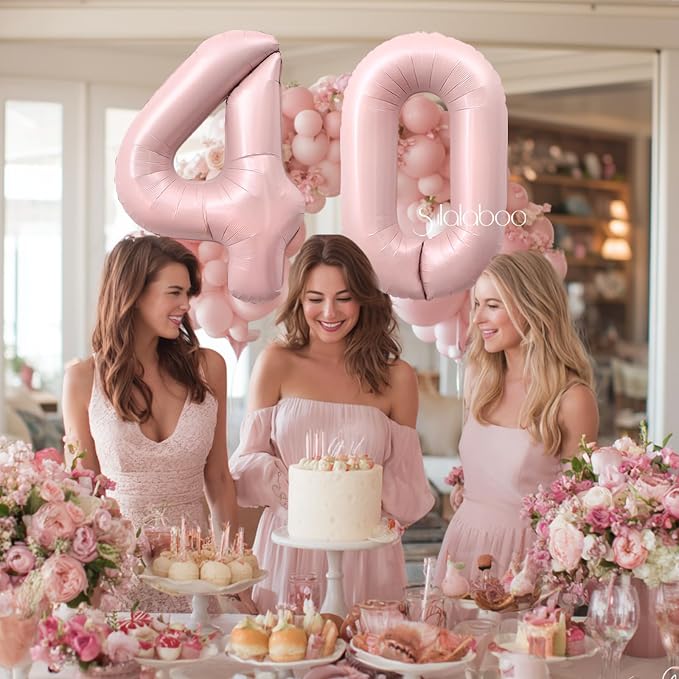 40 Inch Light Pink Number 40 Balloon 0-9 40th Foil Big Giant | Digital - Image 3