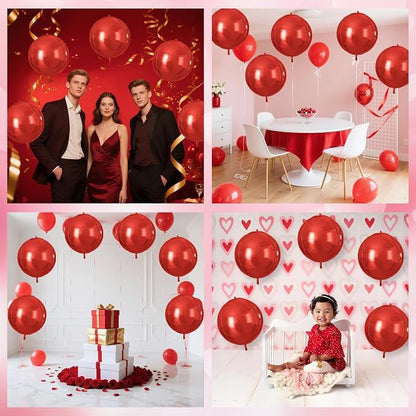 Red Round Foil Balloons 9 pcs - Image 6