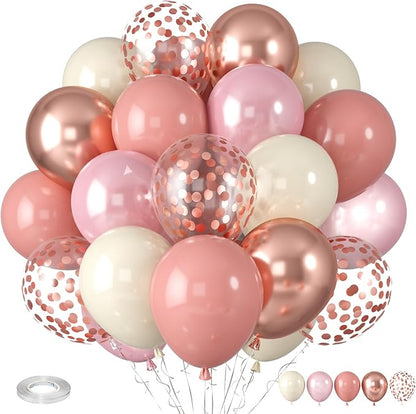 Dusty Pink Balloons, Blush Pink Balloons Cream White Balloon, Pearl Light Rose by Paready