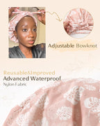Yanibest Shower Cap for Women Reusable Waterproof, Adjustable Non-Slip Shower Hair Cap, Washable Bath Hat for Long Hair
