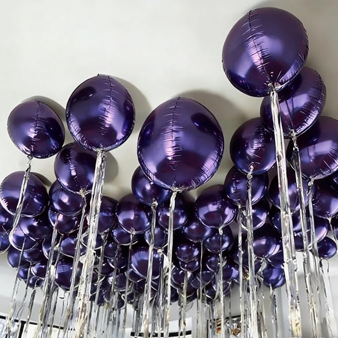 12Pcs Purple Round Balloons Foil, Large Metallic Purple Balloons - Image 7