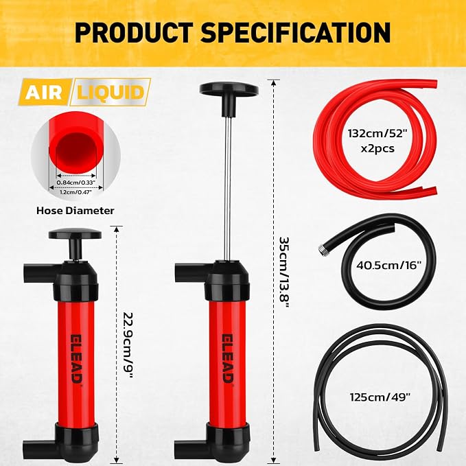 Fluid Transfer Siphon Pump for Gasoline, Fuel Oil Siphon Pumps, Balloon Adapter - Image 2