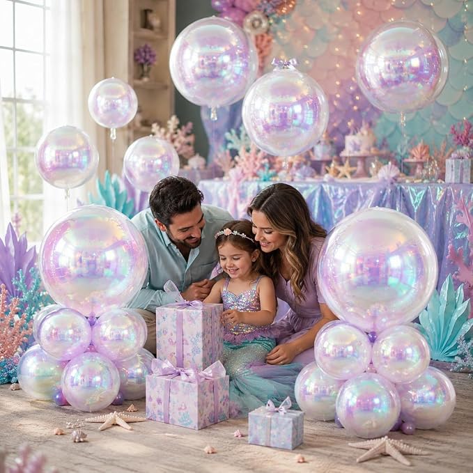 12Pcs Iridescent Round Foil Balloons, Holographic Balloons - Image 5