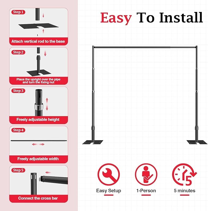 EMART 12x10ft Heavy Duty Backdrop Stand Frame - Image 6
