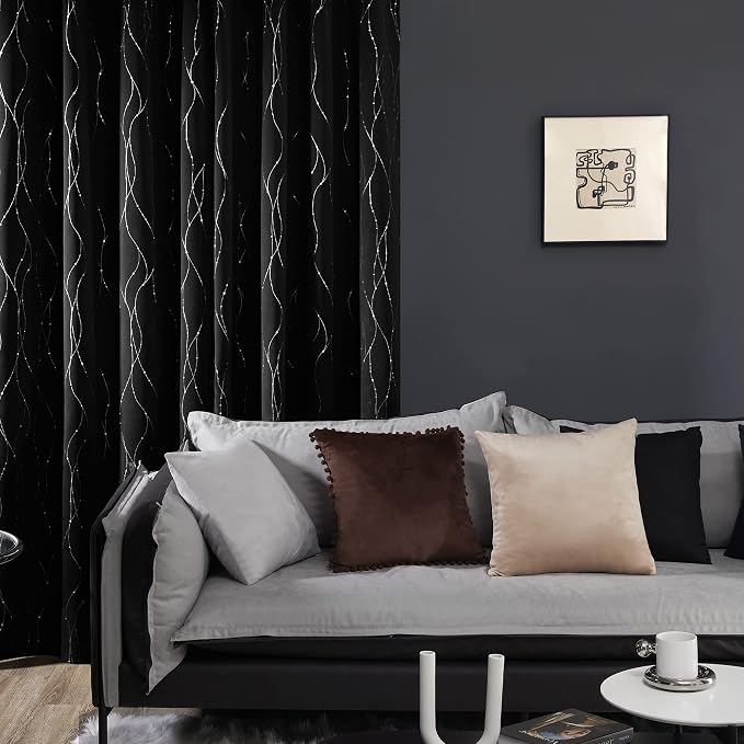 Deconovo Living Room Curtains 63 Inches Long, Thermal Insulated, Room Darkening - Image 4