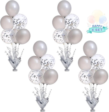 4 Set Silver Table Balloons Centerpiece Stand Kit by Suppromo