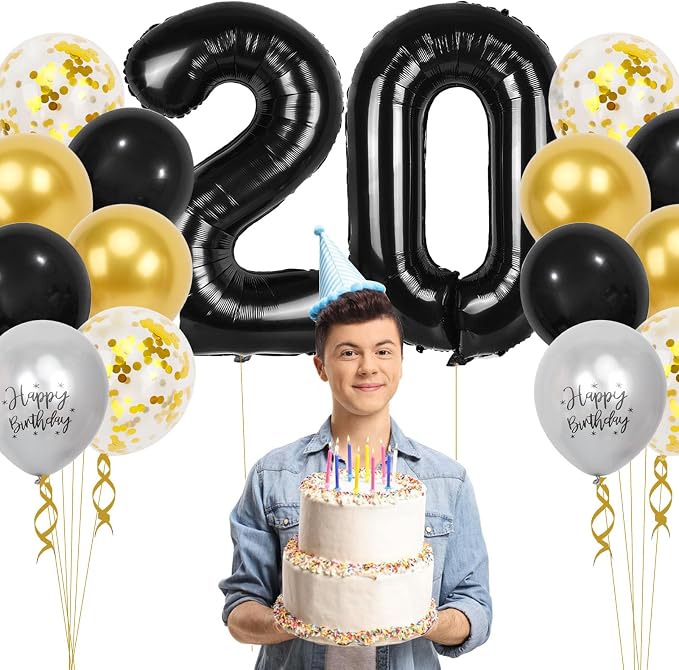 20th Birthday Decorations for Men, 40 inch 20 Balloon Numbers - Image 5