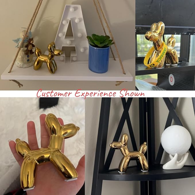 Notakia Cute Ceramics Balloon Dog Statue Crafts Gold Living Room Desktop - Image 4