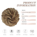 FESHFEN Messy Bun Hair Piece - Elastic Wavy Curly Hair Bun Scrunchies Extensions Synthetic Chignon Hairpieces for Women Girls, Brown & Blonde 1.5 oz