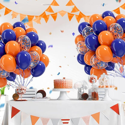 60pcs Royal Blue and Orange Balloons 12inch - Image 6
