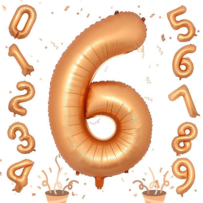 Giant Number Balloons 6, 40 Inch Foil Helium 0-9 Set Balloon by Isndare